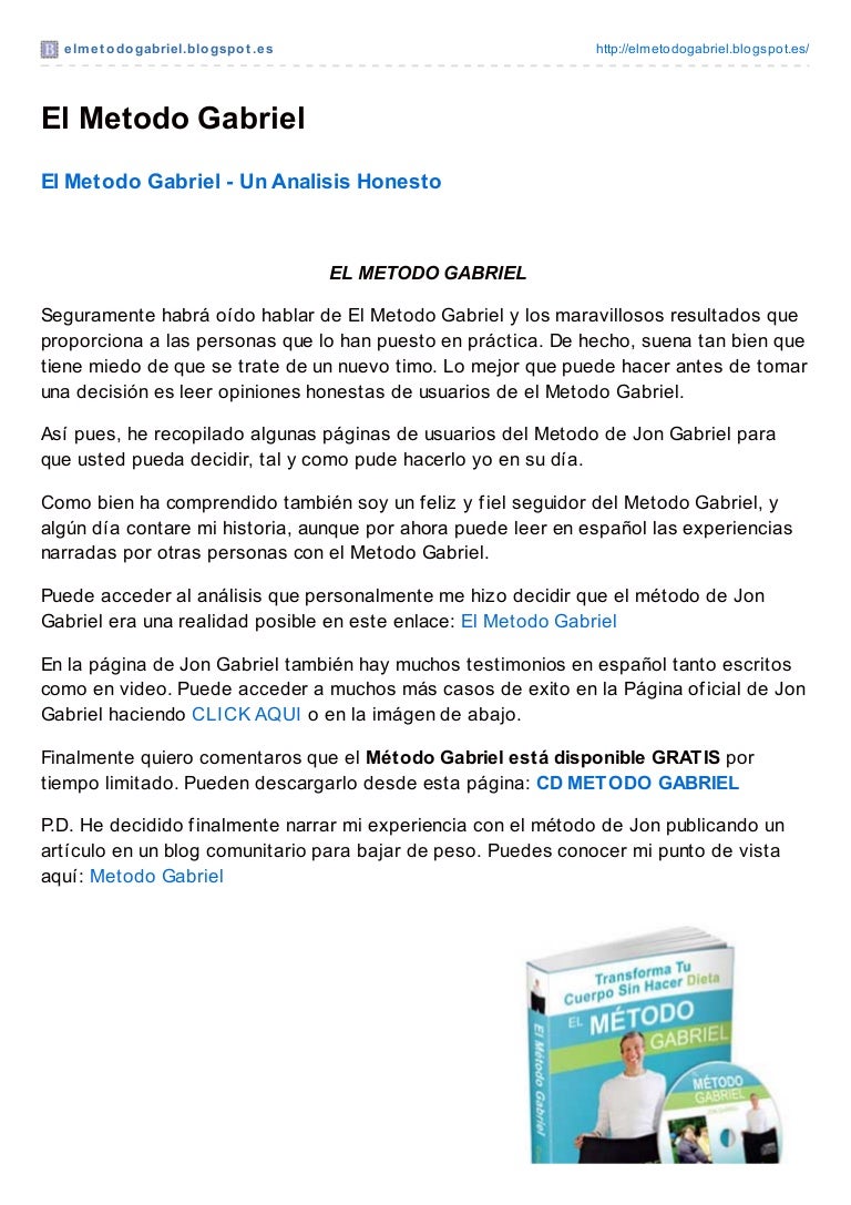 En que consiste el metodo gabriel para bajar de peso